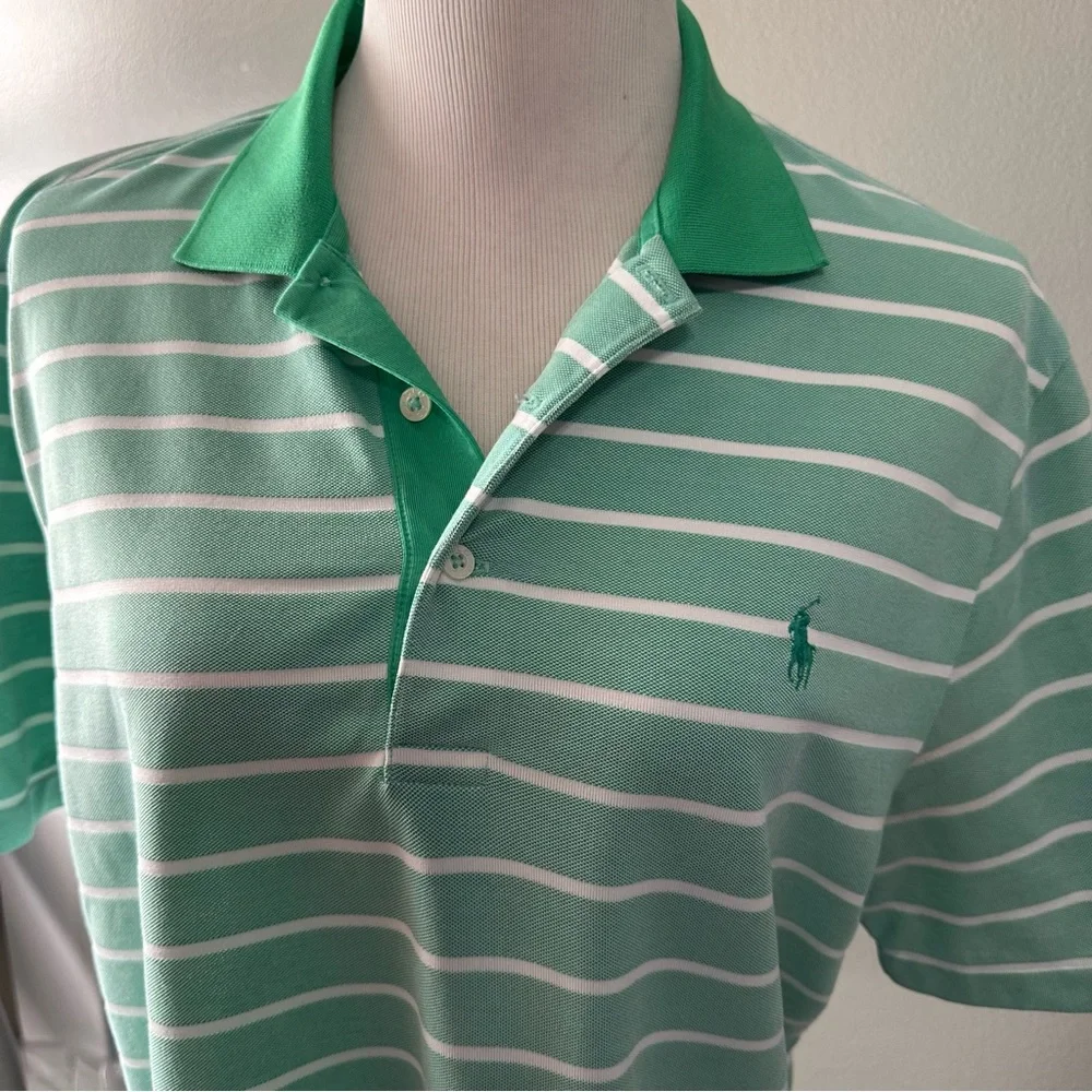 Polo golf performance Ralph‎ Lauren men’s M polo shirt green with white stripes